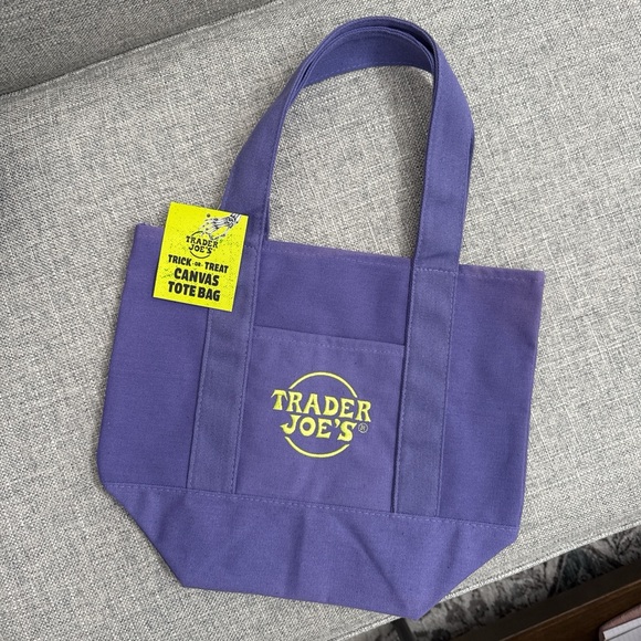 Trader Joe'S Handbags - Trader Joe's Halloween Purple Canvas Mini Tote NWT